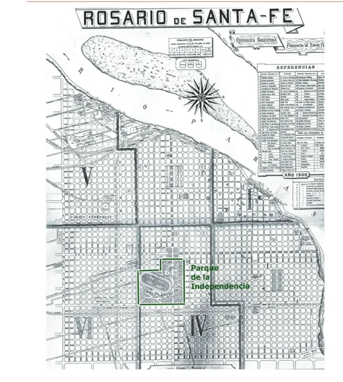 Figura 1. Plan de la ciudad de Rosario hacia 1900