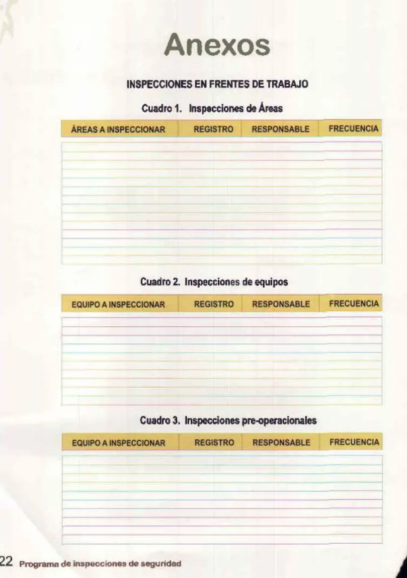 Cuadro 1.  Inspecciones de  Areas 