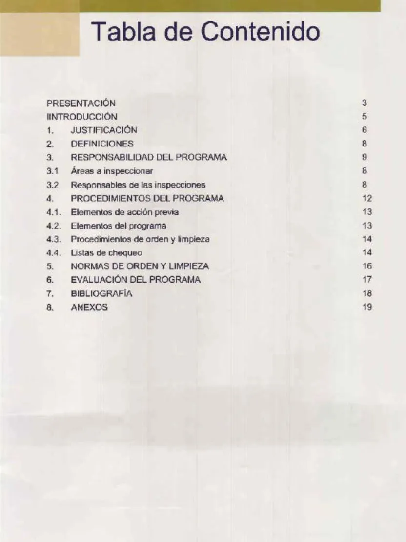 Tabla de Contenido 