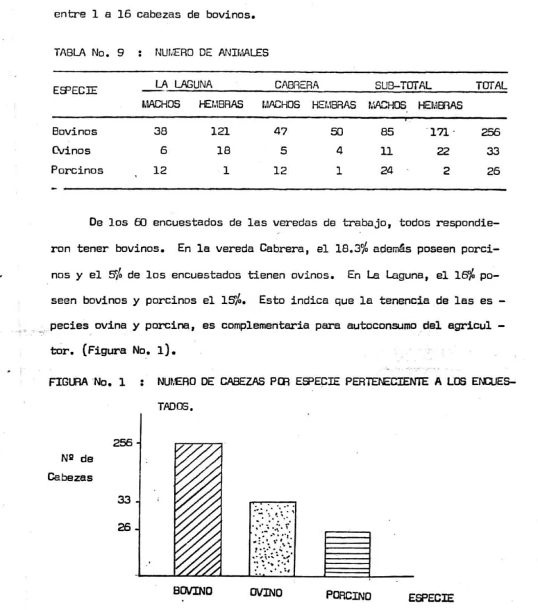 TABLA No. 9 : NUfERO DE ANIMALES