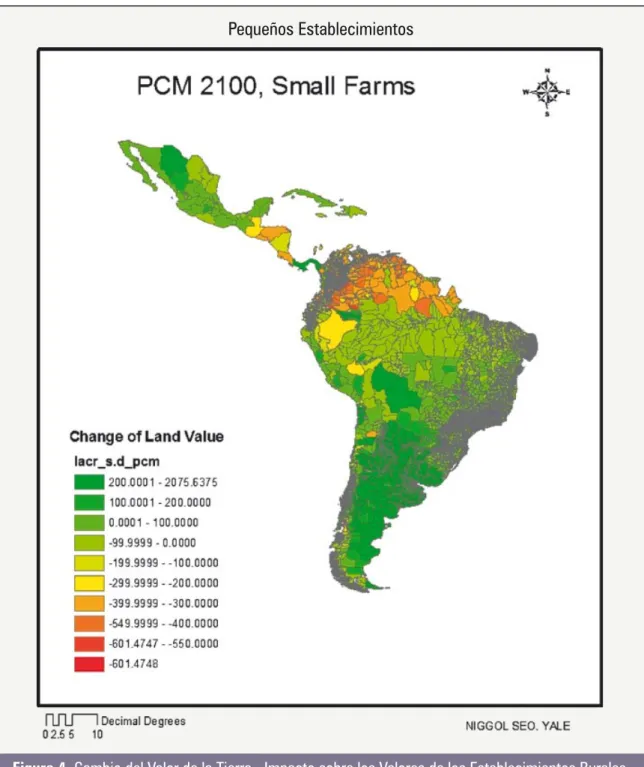 Figura 4. Cambio del Valor de la Tierra - Impacto sobre los Valores de los Establecimientos Rurales                  según el Escenario Climático PCM 2100.
