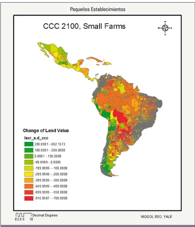 Figura 5. Cambio del Valor de la Tierra - Impacto sobre los Valores de los Establecimientos Rurales                  según el Escenario Climático CCC 2100.