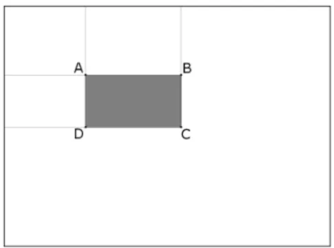 Figura 2.4: usando la imagen integral la suma de todos los puntos en un área rectangular de I se obtiene mediante 3 operaciones aritméticas, I(A) + I(C) − I(B) − I(D).