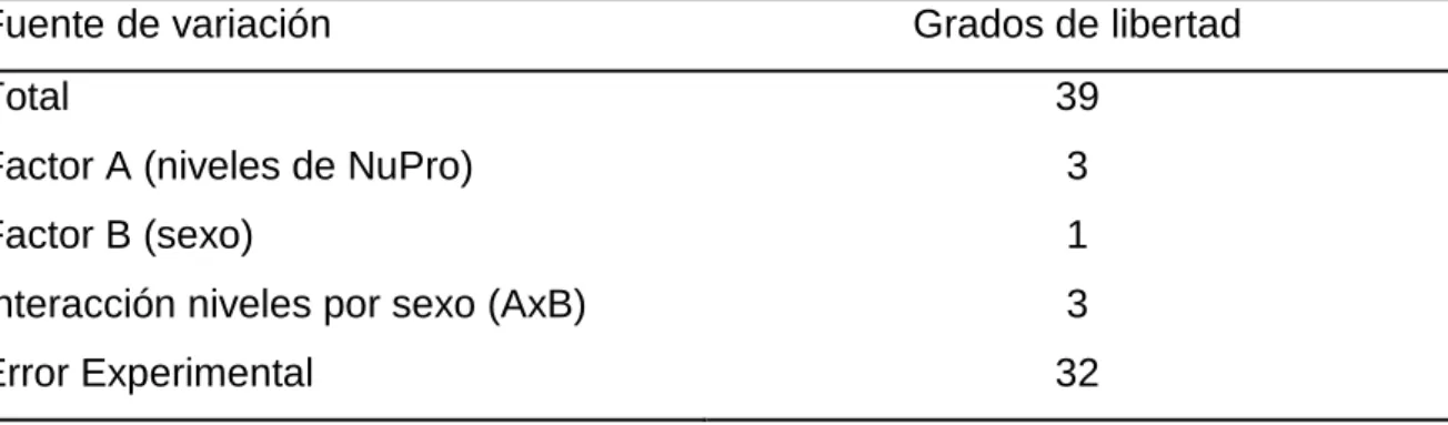 Cuadro 13.  ESQUEMA  DEL  ADEVA  PARA  LA  ETAPA  DE  CRECIMIENTO  –  ENGORDE. 