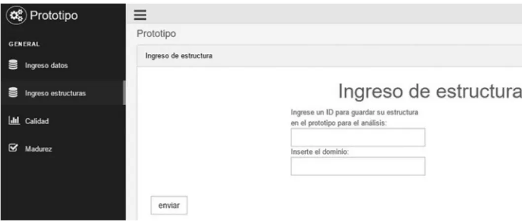 Figura 5. Módulo para ingresar estructuras de datos