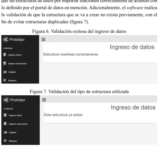 Figura 6. Validación exitosa del ingreso de datos