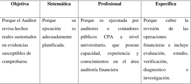 Tabla 1: Características de la Auditoría de Gestión 