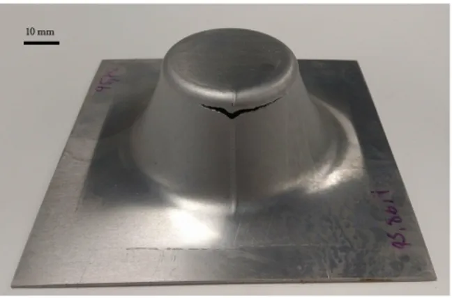 Figure 1.13: Circumferential failure originated by the excessive friction between the tool and the surface of the sheet blank.