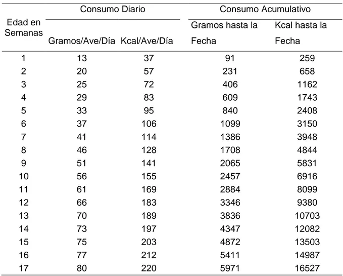 Cuadro  11.  CONSUMO  DE  ALIMENTO  DURANTE  EL  PERÍODO  DE  CRECIMIENTO. 