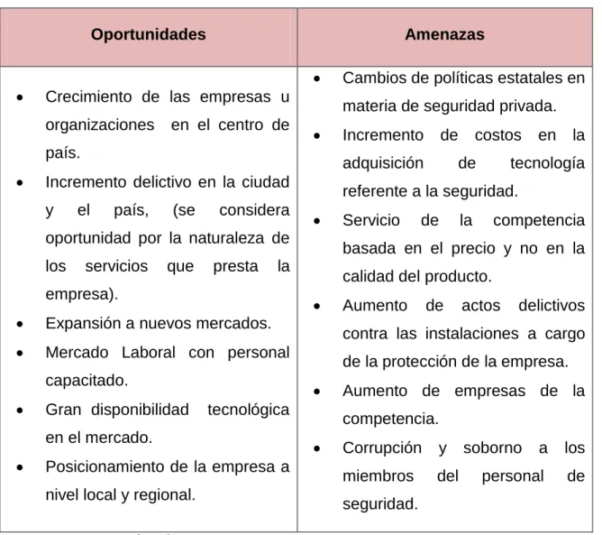 Tabla N° 6 Análisis Externo 