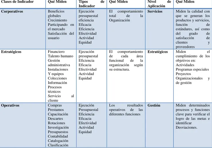 TABLA N° 5: Tipos de Indicadores 