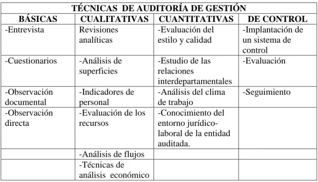 Cuadro 5: Técnicas de auditoría de gestión 