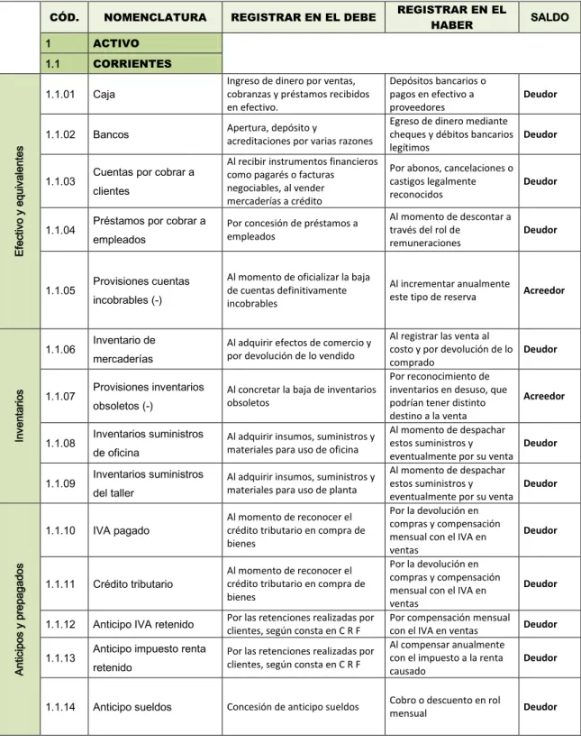 Tabla 10: PLAN DE CUENTAS 