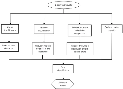 Figure 2 Major physical and physiologic factors adversely influencing statin pharmacokinetics in the elderly.