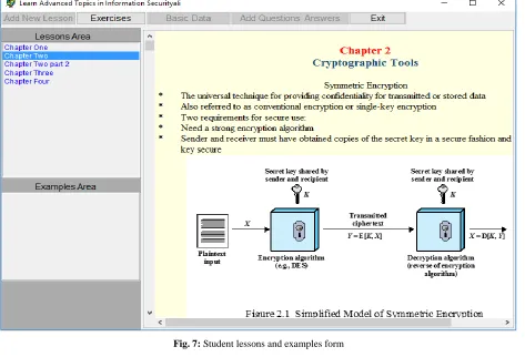 Fig. 7: Student lessons and examples form  