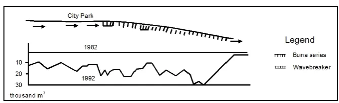 Figure 5. Dynamics of gagra coastline [23]. 
