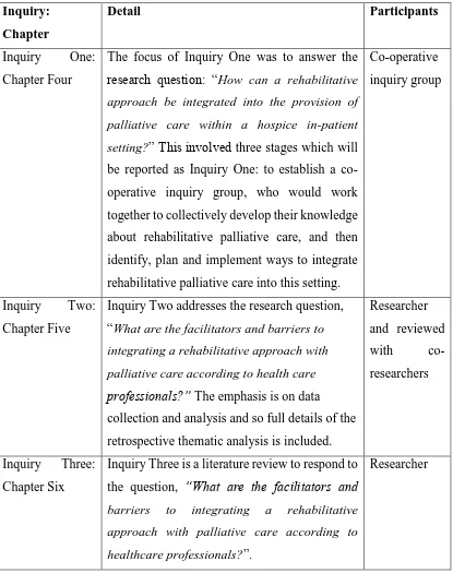 Table 2: Inquiries within the study 