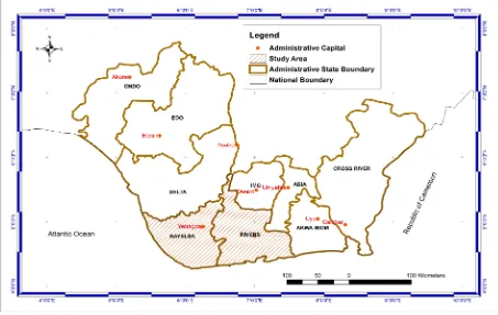 Figure 1. Map showing the Niger Delta of Nigeria.                                                            