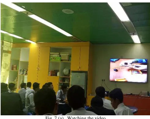 Fig. 7 (a)   Watching the video 