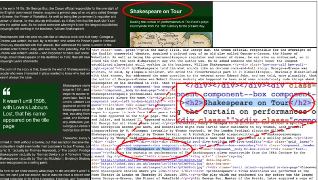 Figure 3. This image demonstrates how design decisions coded in HTML, such as  including subheaders (<h2>), can be read by search engines and used to rank  search engine results