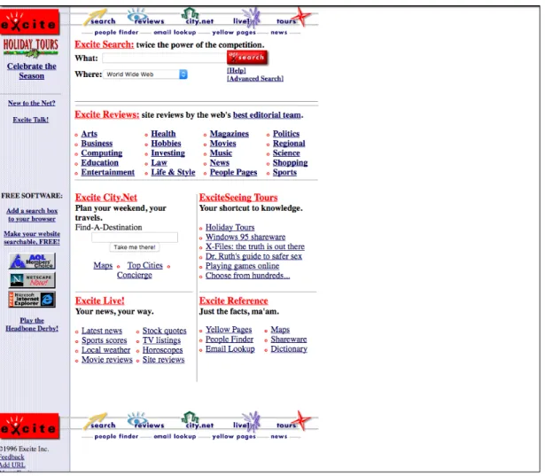 Figure 14. Excite, as of 19/12/1996, accessed via the Way Back Machine. 