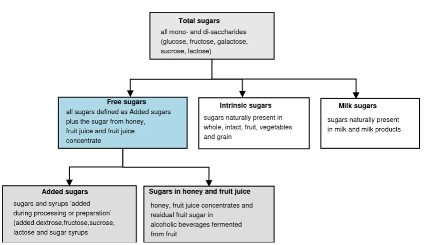 Figure 1.4 Classification of dietary sugars. Amended from Moynihan et al. 