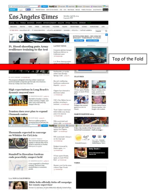 Figure 2: Example of Digital Newspaper above the Fold 