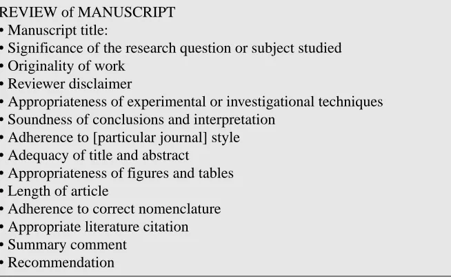 Table 1A guide to the comments expected within a review of a manuscript submitted for peer review