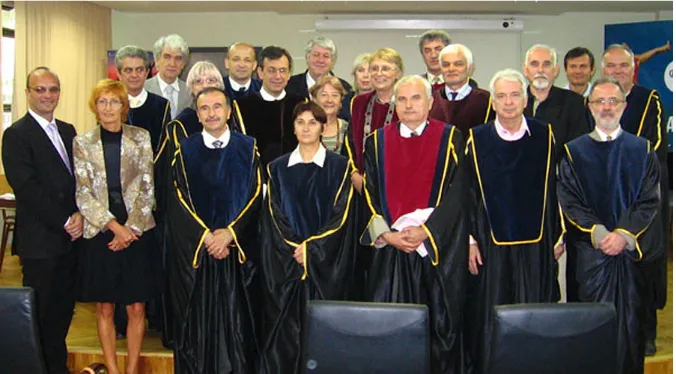 Fig. 3. Ceremony at the University of Novi Sad, Serbia, where Ivan Damjanov received an honorary doctorate degree (Doctor Honoris Causa) in 2008