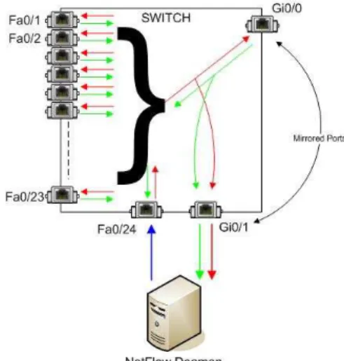 Figure 8.6: A detailed description of positioning the server and connecting the ports (port mirroring) 
