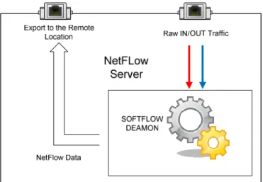 Figure 8.8: An example of NetFlow statistics being exported to a remote server on which the NetFlow collector  is located 