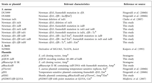 Table 1. Bacterial strains and plasmids
