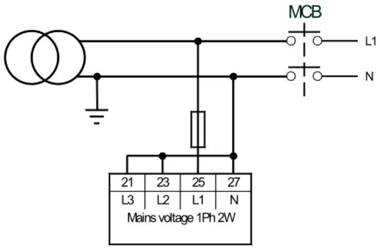 Figure 6-11: Voltage measuring - mains 1Ph 2W 