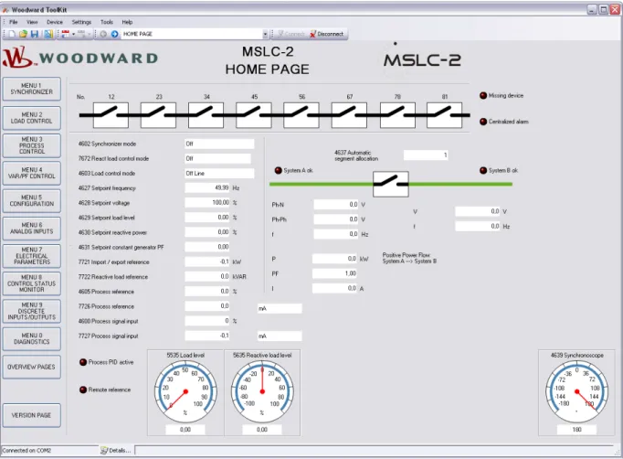 Figure 3-6: ToolKit - home page (MSLC-2 configured as tie-breaker control) 