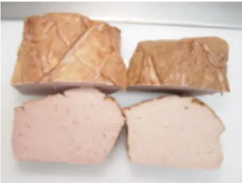 Fig. 18: Meat loaves with different fat  contents; Left lower fat (20%) and right  high fat (35%) 