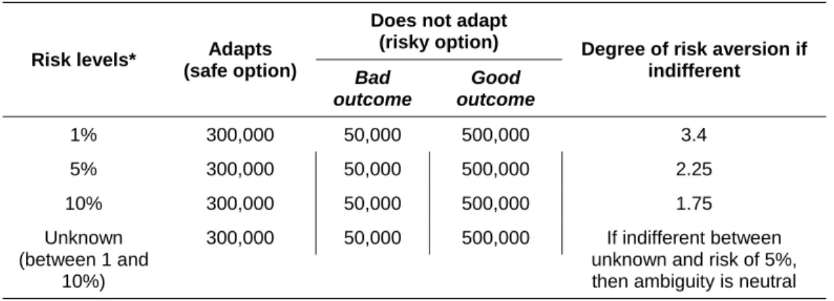 Table 3. Baseline Risk and Ambiguity Treatment 