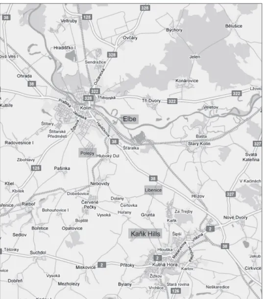 Fig. 1. Map of the surveyed area – part of the Kolín Flatland, Czech Republic