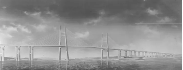 Figure 8. Seo-Hae cable-stayed bridge (Artist rendering courtesy of KHC).
