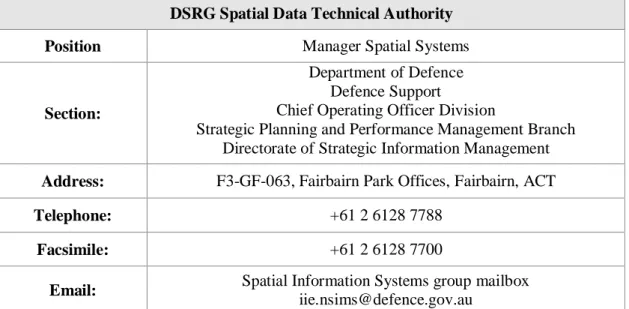 Table 1-3 Spatial Data Technical Authority 