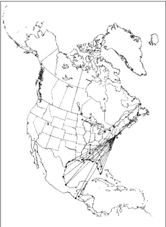 Figure 2. Circum-Gulf migration pattern of the Herring Gull (Larus argentatus), as shown by band returns
