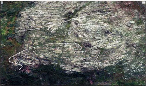 Figure 7. Looking north-east near Kleinmond, subvertical chevron folds are developed in the thinly bedded Goudini Formation; note the relatively unfolded Cedarberg and Peninsula Formations below