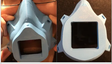 Figure 7: Sample Mask Developed for George Washington University Hospital. Pictured without filtration to show fit