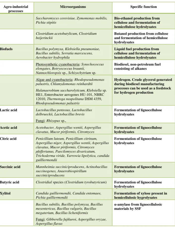 Table 2. Conversion of lignocellulose into valuable products using Solid State Fermentation (SSF)