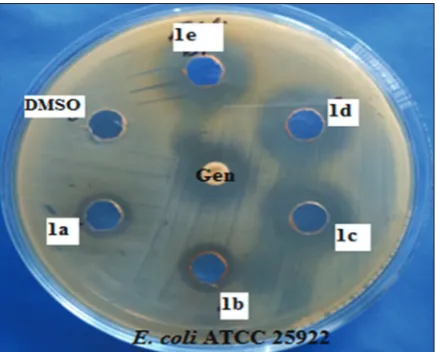 Table 3: Mcule 1-click docking scores of 1a-e and antibiotics against cell division protein ZipA