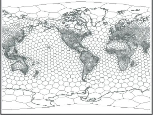Figure 4. Relative view representing population density by Voronoi cells. 