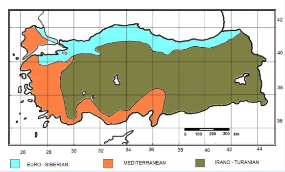 Fig. 2. Phytogeographical regions in Turkey after Davis et al. [059a] 