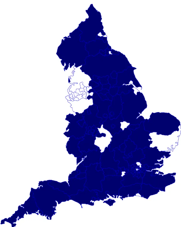 Figure  2.3:  Map  showing  the  problem  drug  use  anchor  point  areas  (darker  shaded areas)