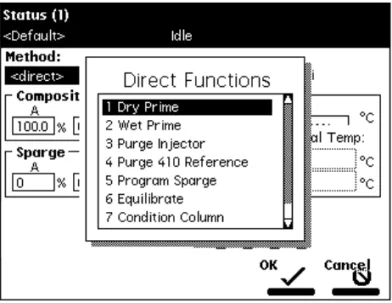 Figure 2-8  Direct Functions Menu for the Program Sparge Option
