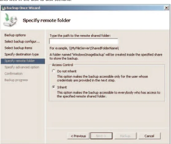 Figure 2. Backing up to a network location.