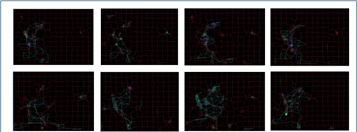 Figure 6 Temporal evolution of motion superpixels in sequence starting from the upper left cornerto the upper right corner and from the lower left corner to the lower right corner.